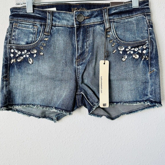 Kut from the Kloth Pants - Kut From The Cloth Gidget Frey Rhinestone Embellished Shorts